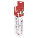 Predlžovací kábel 3 m / 5 zásuviek / s vypínačom / biely / PVC / s USB / 1,5 mm2
