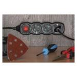 Predlžovací kábel 5 m / 3 zásuvky / s vypínačom / čierny / PVC / 1 mm2