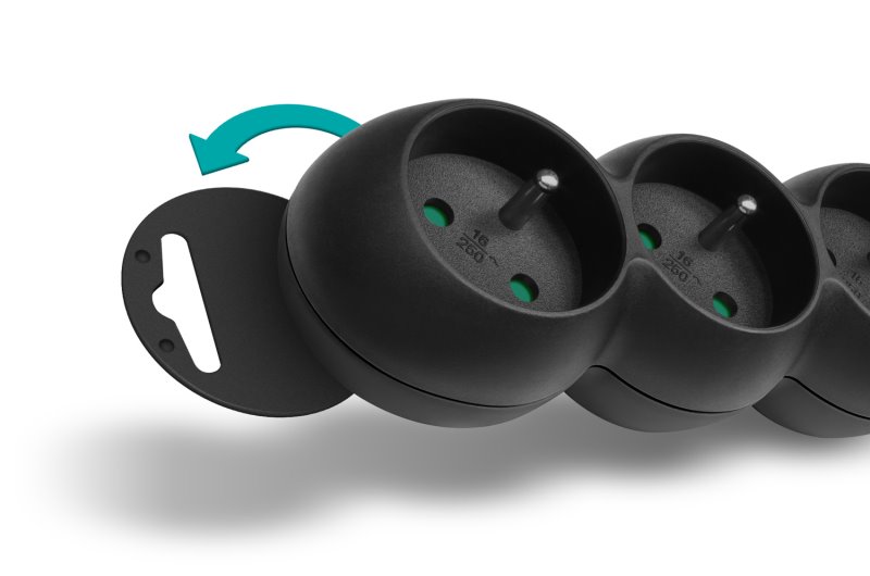 Predlžovací kábel Connect IT 230 V, 6 zásuviek, 2 m, bez vypínača (čierny)