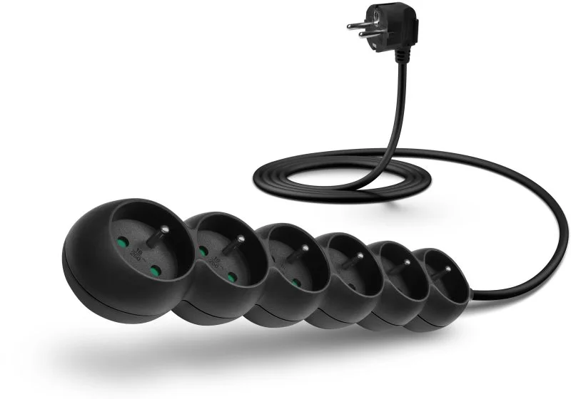 Predlžovací kábel Connect IT 230 V, 6 zásuviek, 2 m, bez vypínača (čierny)
