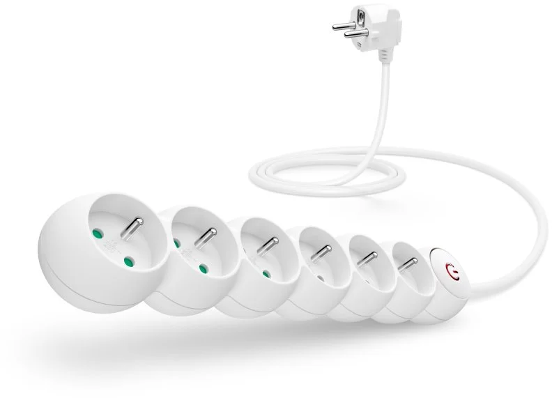Predlžovací kábel CONNECT IT 230 V, 6 zásuviek, 5 m, s vypínačom (biely)