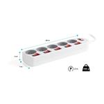 Predlžovací kábel CONNECT IT , 5 zásuviek, 2 m, s vypínačmi (biely)