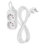 Predlžovací kábel Emos 2 m / 2 zásuvky / biely / PVC / 1 mm2