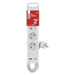 Predlžovací kábel Emos 2 m / 3 zásuvky / s vypínačom / biely / 1×USB-A + 1×USB-C / 1,5 mm2