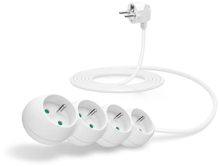 Predlžovací kábel IT 230 V, 4 zásuvky, 3 m, bez vypínača (biely)