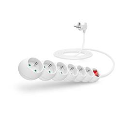 Predlžovací kábel IT 230 V, 6 zásuviek, 3 m, s vypínačom (biely)