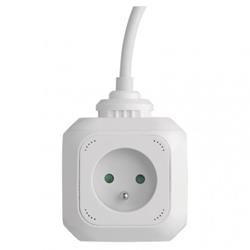 Predlžovací kábel - kocka 1,9 m / 4 zásuvky / biely / PVC / s USB / 1 mm2