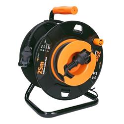 Predlžovací kábel s bubnom Solight, 1 zásuvka, vonkajší, 25 m gumový kábel, 3x 1,5 mm2, IP44