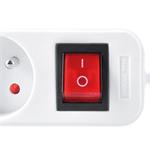 Predlžovací kábel Solight, 4 zásuvky, biely, vypínač, 5 m