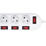 Predlžovací kábel Solight, 5 zásuviek, biely, 6x vypínač, 3 m