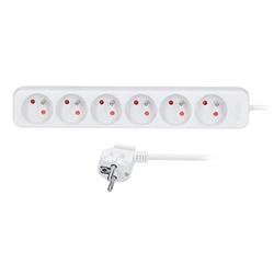 Predlžovací kábel Solight, 6 zásuviek, biely, 3 m