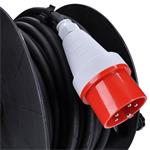 Predlžovací kábel Solight na bubne, 3 zásuvky, 400V + 230V, 25m gumový kábel 5x1,5mm2, IP44