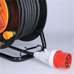 Predlžovací kábel Solight na bubne, 3 zásuvky, 400V + 230V, 25m gumový kábel 5x1,5mm2, IP44
