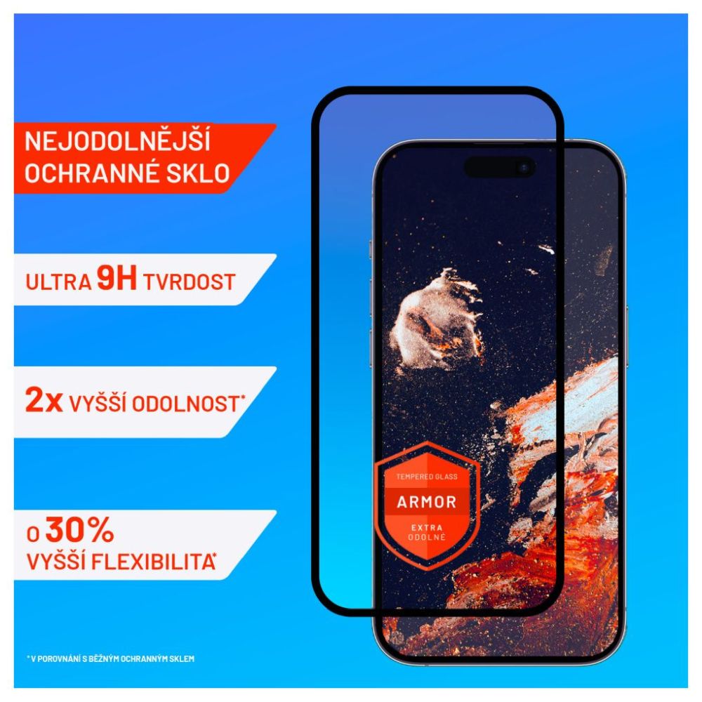 Prémiové ochranné tvrdené sklo FIXED Armor s aplikátorom pre Apple iPhone 15 Plus, čierne