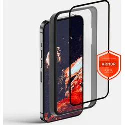 Prémiové ochranné tvrdené sklo FIXED Armor s aplikátorom pre Apple iPhone 15 Pro Max, čierne