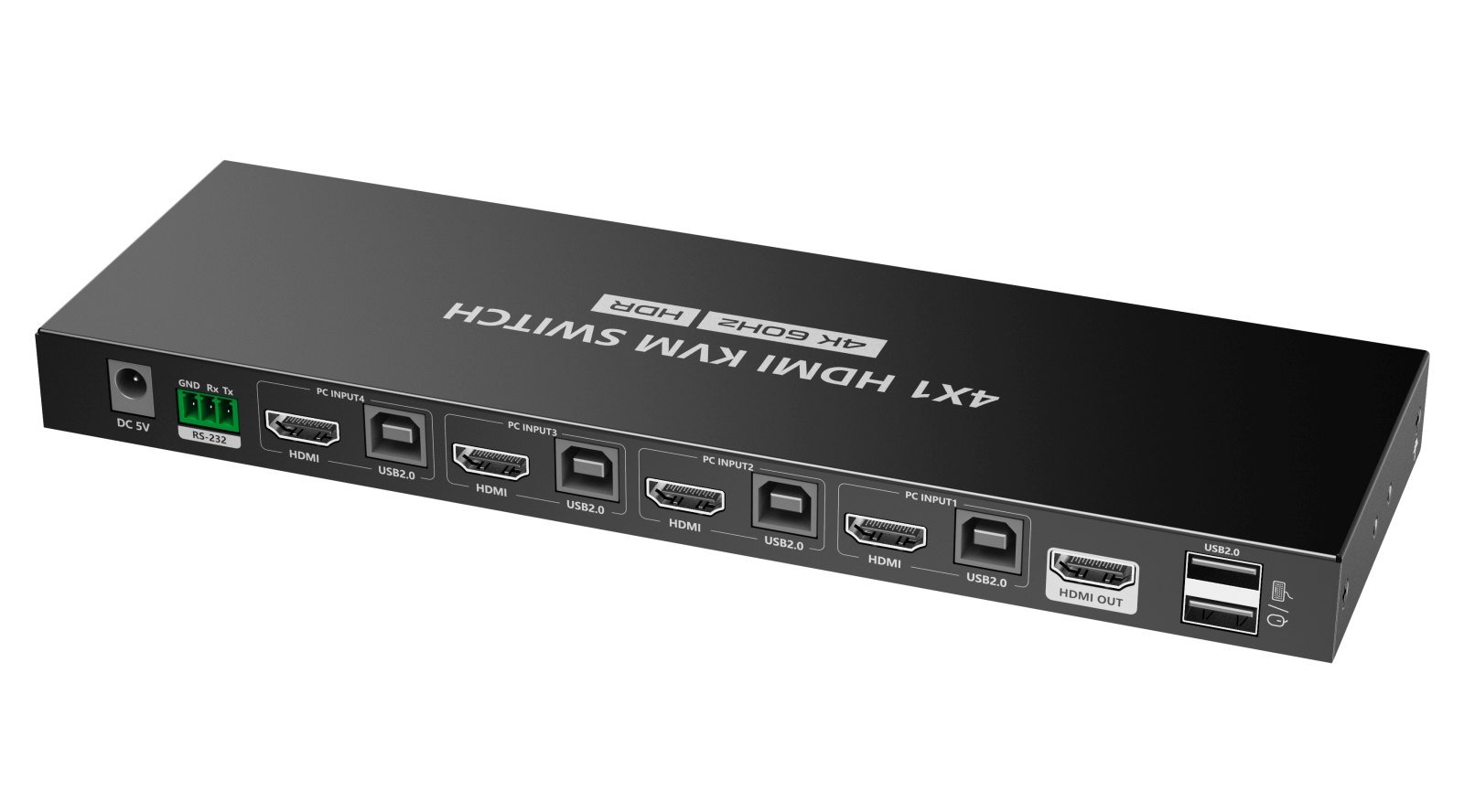 PremiumCord 4K@60Hz HDMI2.0 KVM switch 4:1 s dálkovým ovladačem