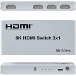 PremiumCord 8K@60Hz, 4K@144Hz HDMI switch 3:1 s dálkovým ovladačem