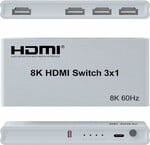 PremiumCord 8K@60Hz, 4K@144Hz Prepínač HDMI 3:1 s diaľkovým ovládaním