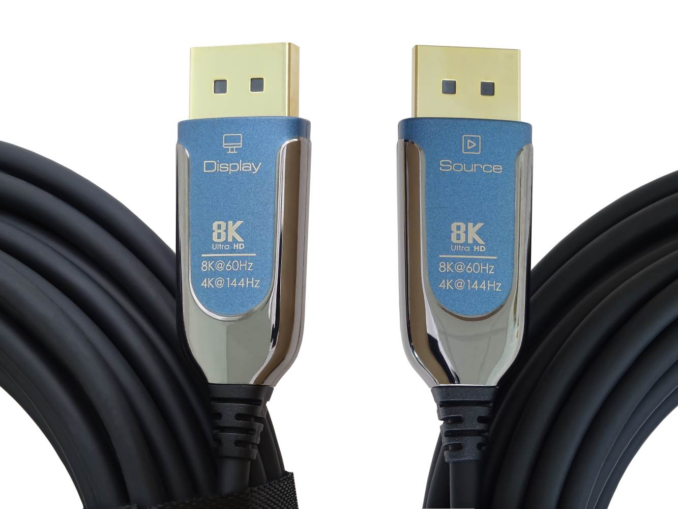 PremiumCord 8K Optický DisplayPort 1.4 přípojný kabel M/M, zlacené konekt. 25m