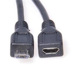 PremiumCord Kabel prodlužovací microUSB 2.0 male-female, černý 5m