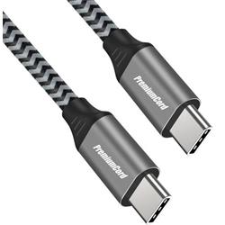 PremiumCord Kabel USB-C M/M, 100W 20V/5A 480Mbps bavlněný oplet, 1m