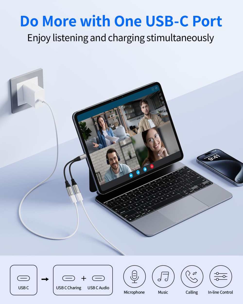 PremiumCord ku31zvuk06 – adaptér USB-C 2 v 1