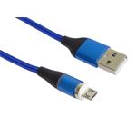PremiumCord Magnetický nabíjací a dátový kábel micro USB a USB-C 1 m, modrý