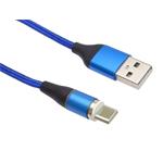 PremiumCord Magnetický nabíjací a dátový kábel micro USB a USB-C 1 m, modrý