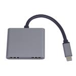 PremiumCord MST adaptér USB-C na 2x HDMI, USB3.0, PD, rozlišení 4K a FULL HD 1080p