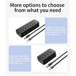 PremiumCord USB 3.2 Superspeed HUB 4-portový s prepínačmi portov
