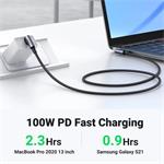 PremiumCord USB-C 2x zahnutý kabel ( USB 3.2 GEN 2x2, 5A, 100W, 20Gbit/s ) bavlněný oplet, 1m