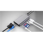 PremiumCord USB-C na HDMI+VGA+RJ45+2xUSB3.0+SD karta +3,5 mm+PD nabíjanie