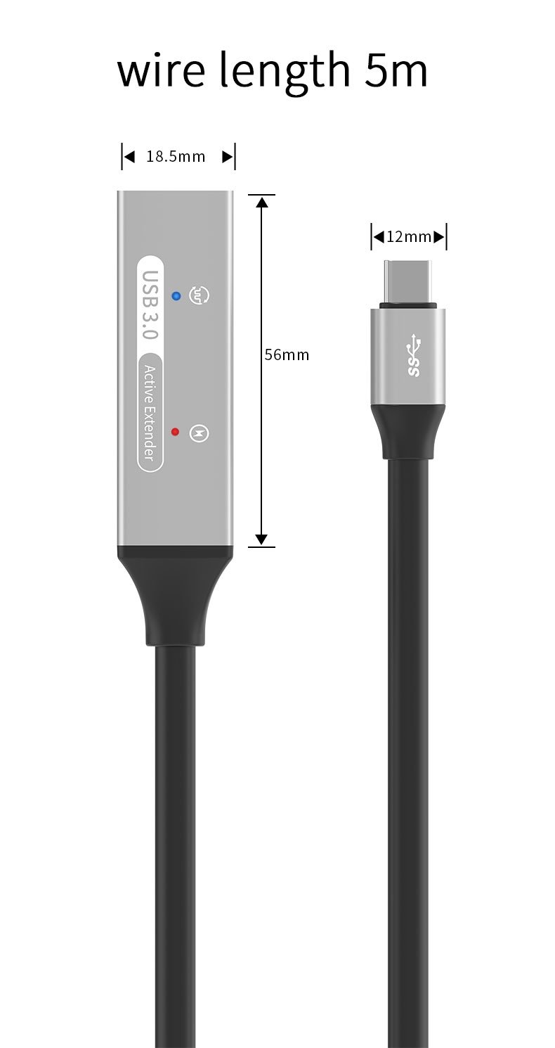 PremiumCord USB-C opakovací a predlžovací kábel samec - samica, 5Gbps, hliník 15 m