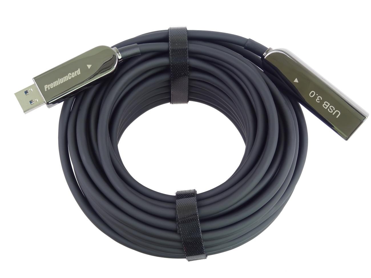 PremiumCord USB3.0 + 2.0 prodlužovací optický AOC kabel A/Male - A/Female 15m