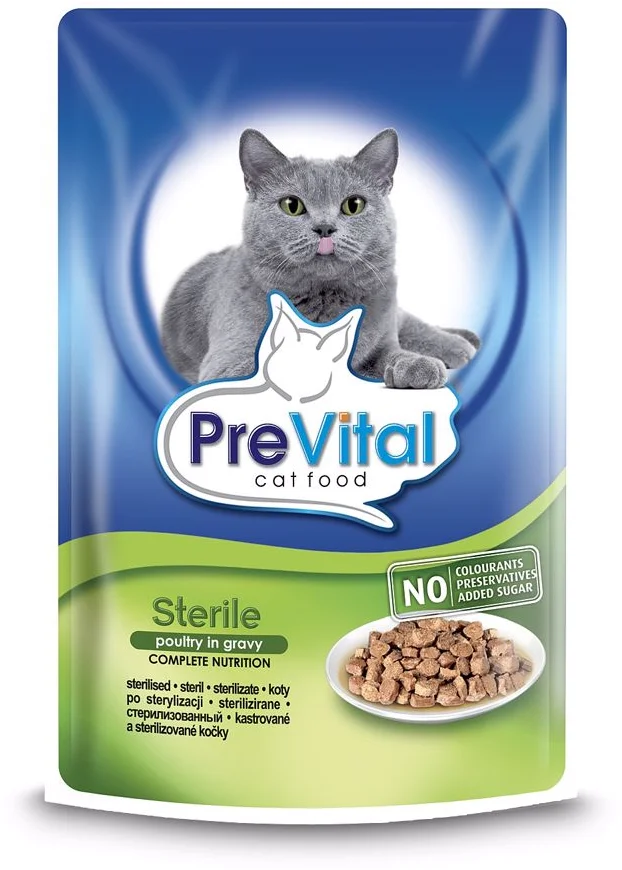 PreVital cat sterilné hydinové mäso v omáčke, kapsička 100 g