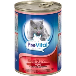 PreVital kočka hovězí a játra v želé, kousky 415 g