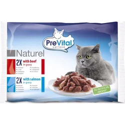 PreVital Naturel hovězí a losos, kapsička 4x 85 g (4 pack)
