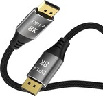 Pripojovací kábel PremiumCord DisplayPort 1.4 32,4 Gbit/s, rozlíšenie 8K, kovové a pozlátené konektory, 1,5 m