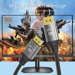 Pripojovací kábel PremiumCord DisplayPort 1.4 32,4 Gbit/s, rozlíšenie 8K, kovové a pozlátené konektory, 1,5 m