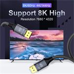 Pripojovací kábel PremiumCord DisplayPort 1.4 32,4 Gbit/s, rozlíšenie 8K, kovové a pozlátené konektory, 2 m