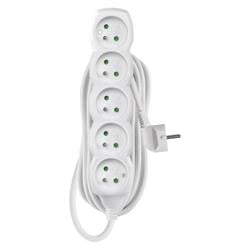 Prodlužovací kabel 10m / 5 zásuvek / bílý / PVC / 1 mm2