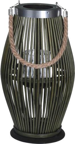 PROGARDEN Drevený lampáš 21 x 38 cm zelený KO-435000360