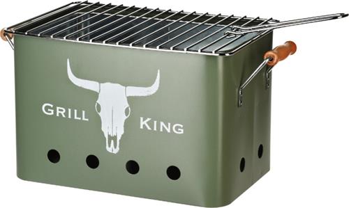 PROGARDEN Přenosný gril na dřevěné uhlí GRILL KING 43 x 20 cm zelená 