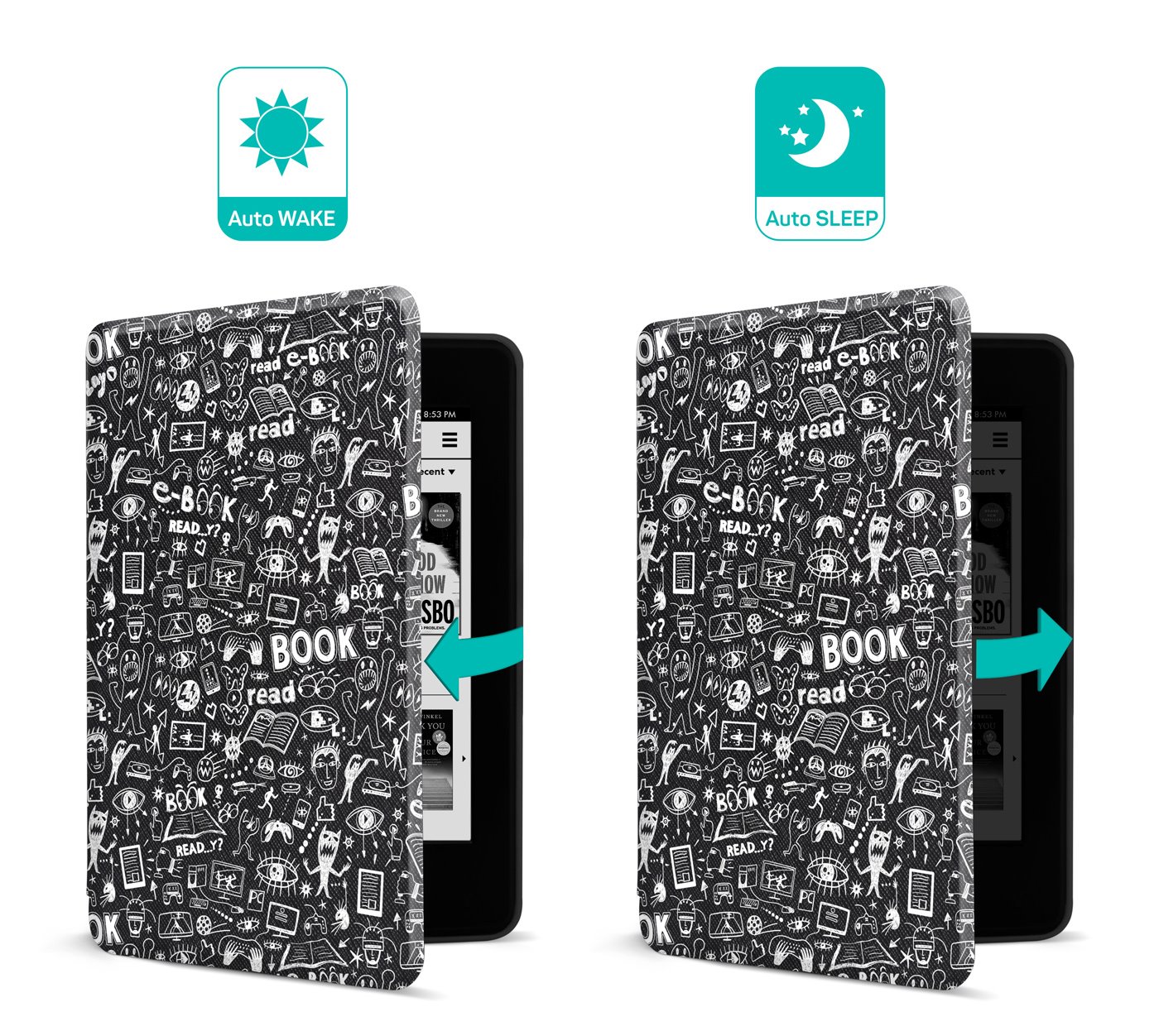 Puzdro Connect IT Doodle pre Amazon Kindle Paperwhite 4 (2018), čierne