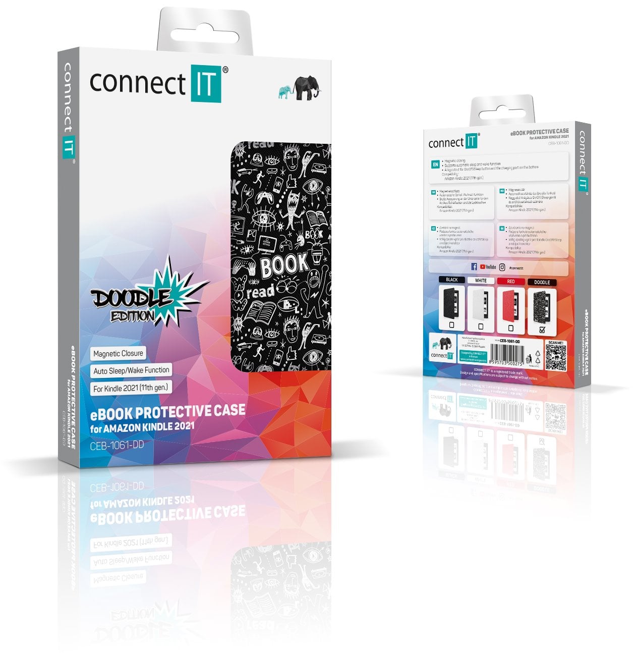 Puzdro CONNECT IT pre Amazon Kindle 2021 (11. gen.), DOODLE black