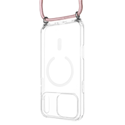 Puzdro FIXED MagPure Neck s ružovou šnúrkou na krk pre Apple iPhone 18 Pro Max/17 Pro Max
