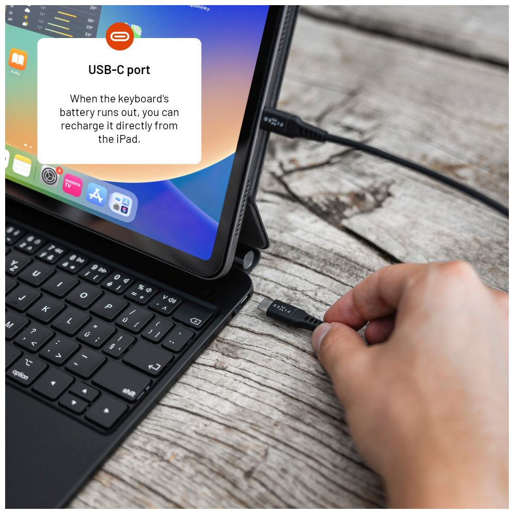 Puzdro s bezdrôtovou klávesnicou FIXED Typee pre Apple iPad Pro 11" (2018-2022)/iPad Air (2020-2025), CZ, čierne