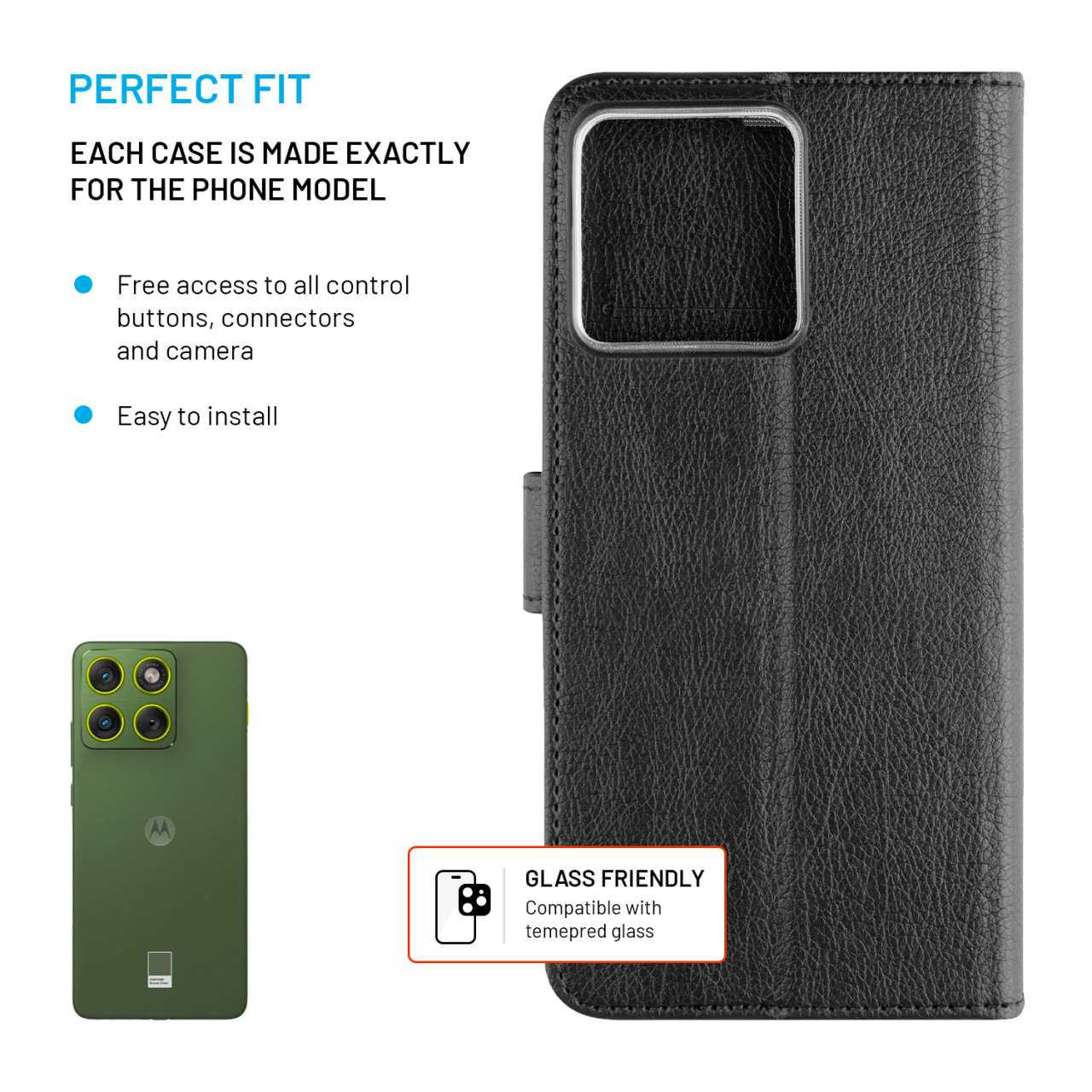 Puzdro typu kniha FIXED Opus pre Motorola Edge 70, čierne