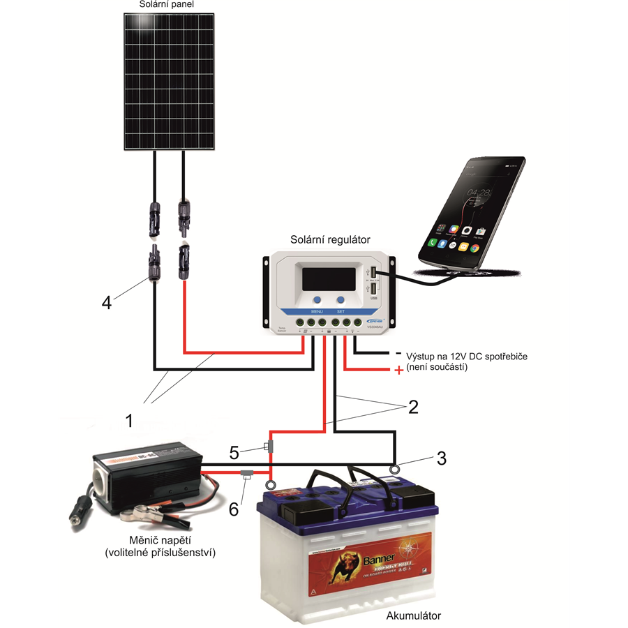 PWM solárny regulátor EPever 20A 12/24V s LCD displejom série VS