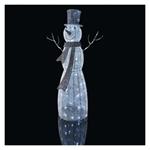 Ratanový LED vianočný snehuliak, 124 cm, vnútorný, studená biela, časovač